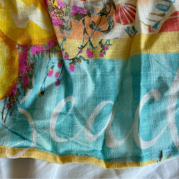 NWT Paper Heart seaside beach scene Lemoncello linen blend Maxi Dress - S - Picture 15 of 15